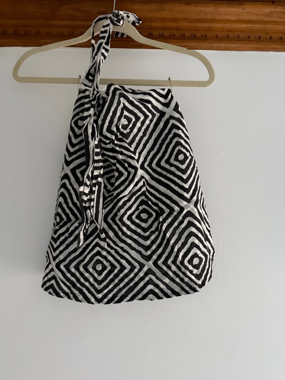 OP Black and White Geometric Halter Tank Top